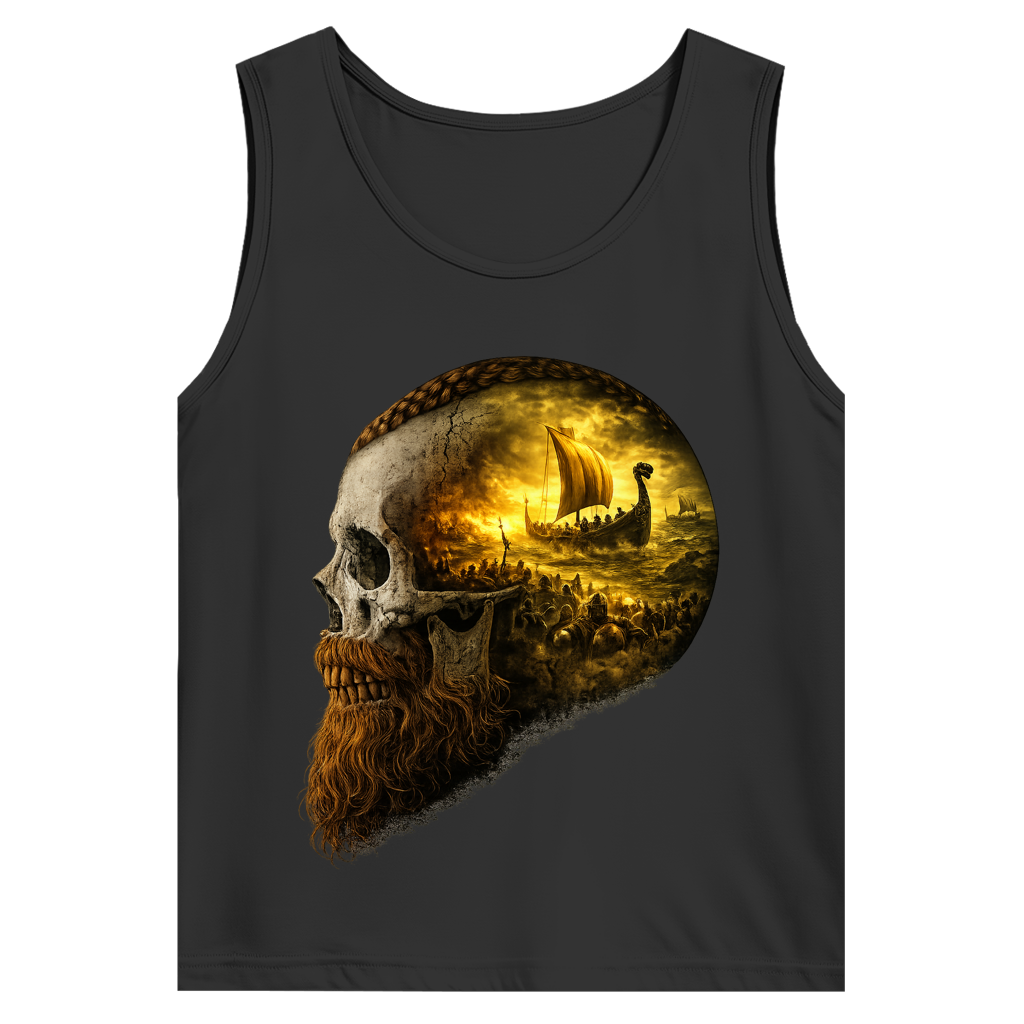 Herren Basic Tank Top Kopf eines Wikingerkriegers im Sturm gelb