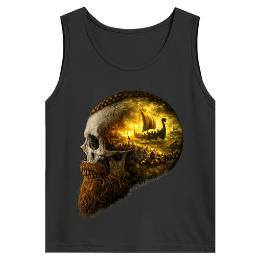 Herren Basic Tank Top Kopf eines Wikingerkriegers im Sturm gelb
