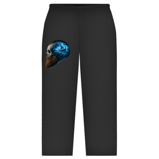 Oversize Sweatpants Kopf eines Wikingerkriegers im Sturm blau