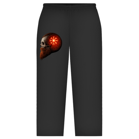 Oversize Sweatpants Skull mit Vegvisir und Runen rot