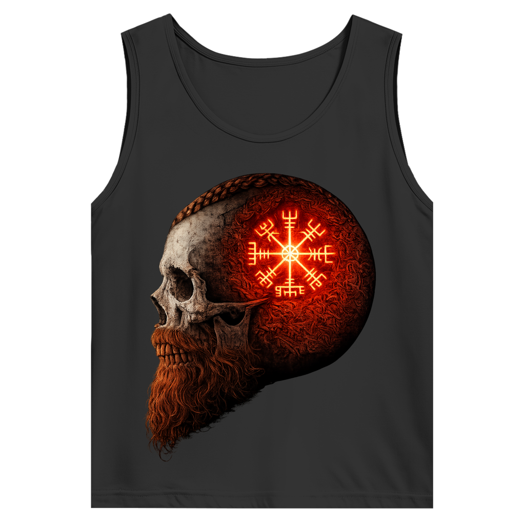 Herren Basic Tank Top Skull mit Vegvisir und Runen rot