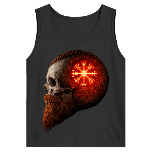 Herren Basic Tank Top Skull mit Vegvisir und Runen rot