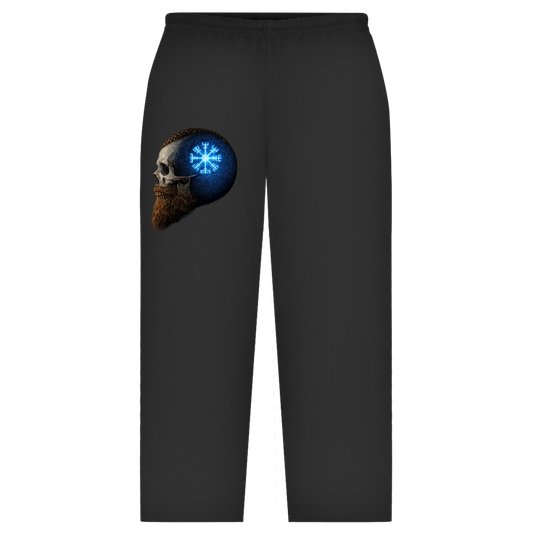 Oversize Sweatpants Skull mit Vegvisir und Runen blau