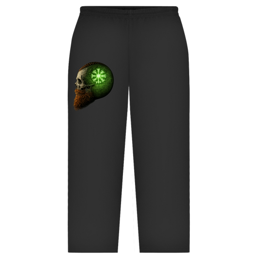 Oversize Sweatpants Skull mit Vegvisir und Runen grün