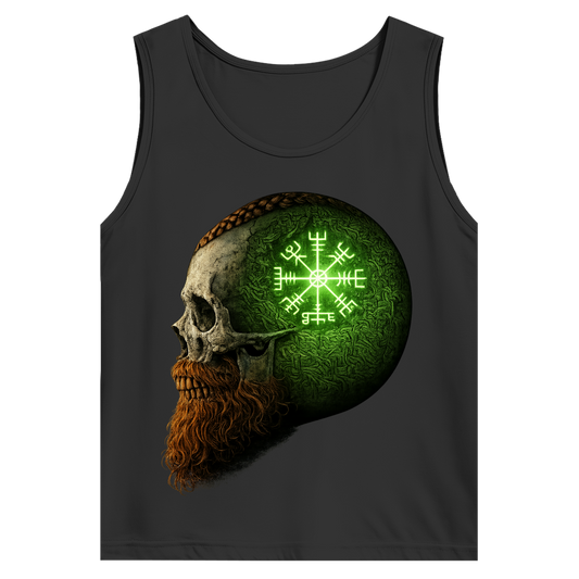 Herren Basic Tank Top Skull mit Vegvisir und Runen grün