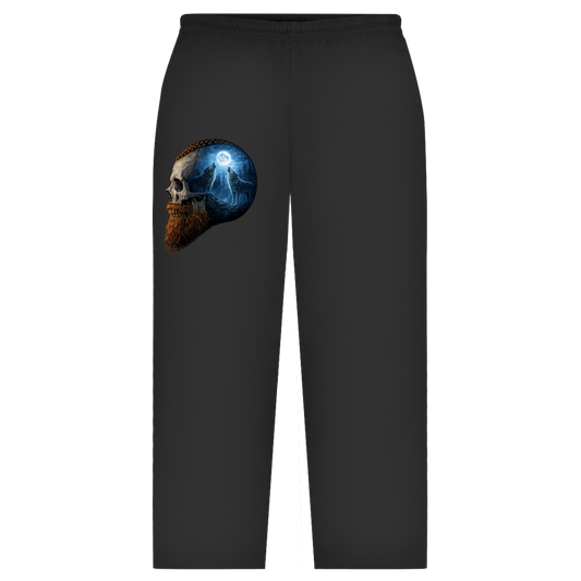 Oversize Sweatpants Schädel und Wolfsheulerei im Mondlicht