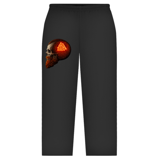 Oversize Sweatpants Leuchtendes Valknut auf alterm Schädel rot
