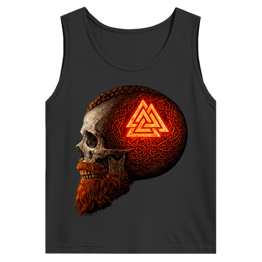 Herren Basic Tank Top Leuchtendes Valknut auf alterm Schädel rot