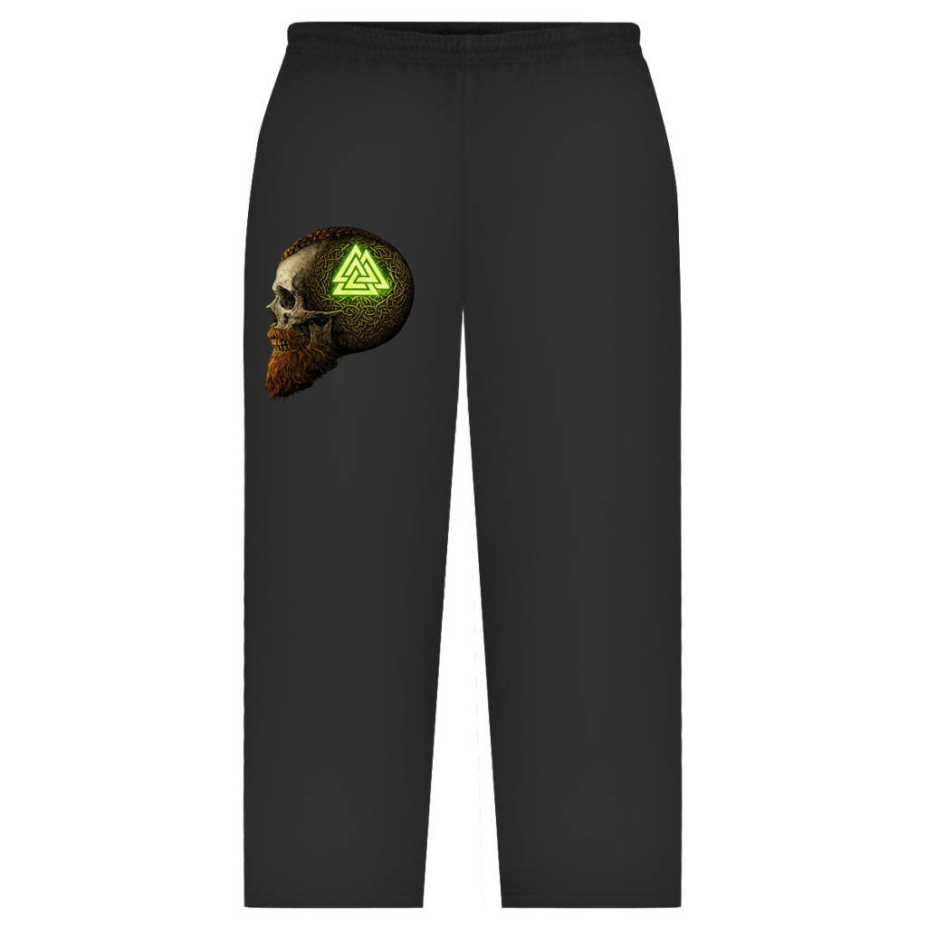 Oversize Sweatpants Leuchtendes Valknut auf alterm Schädel grün
