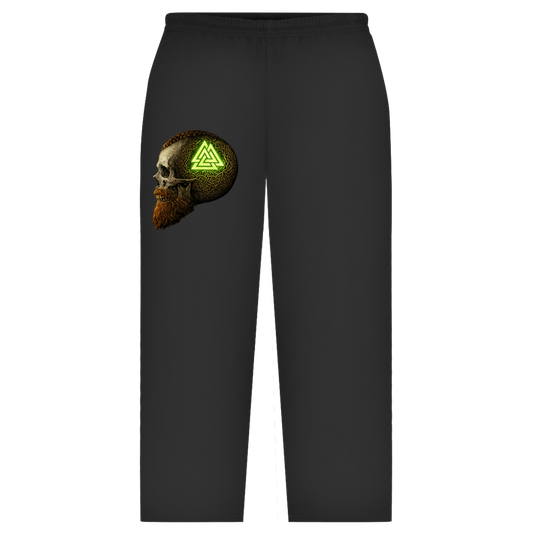 Oversize Sweatpants Leuchtendes Valknut auf alterm Schädel grün