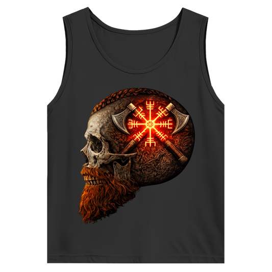 Herren Basic Tank Top Vegvisir mit Äxten und Totenschädel rot