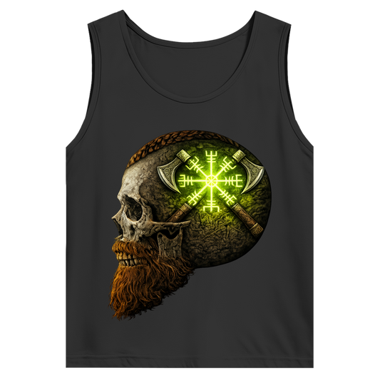 Herren Basic Tank Top Vegvisir mit Äxten und Totenschädel grün