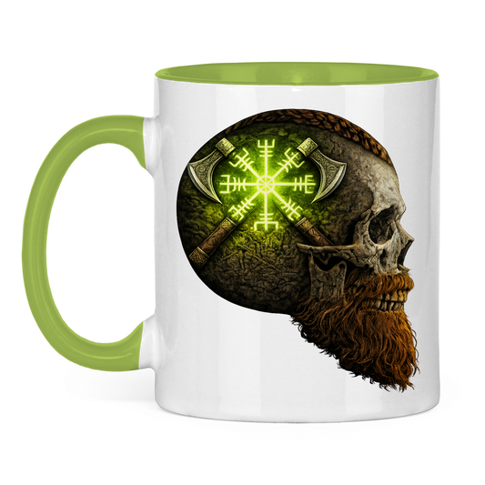 Tasse zweifarbig Vegvisir mit Äxten und Totenschädel grün