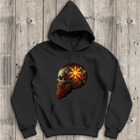 Herren Hoodie Vegvisir mit Äxten und Totenschädel gelb