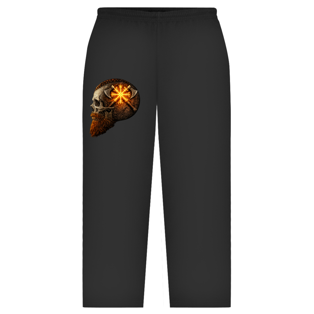 Oversize Sweatpants Vegvisir mit Äxten und Totenschädel gelb