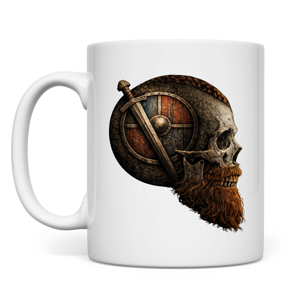 Tasse Vikinger-Schädel mit Schwert und Schild