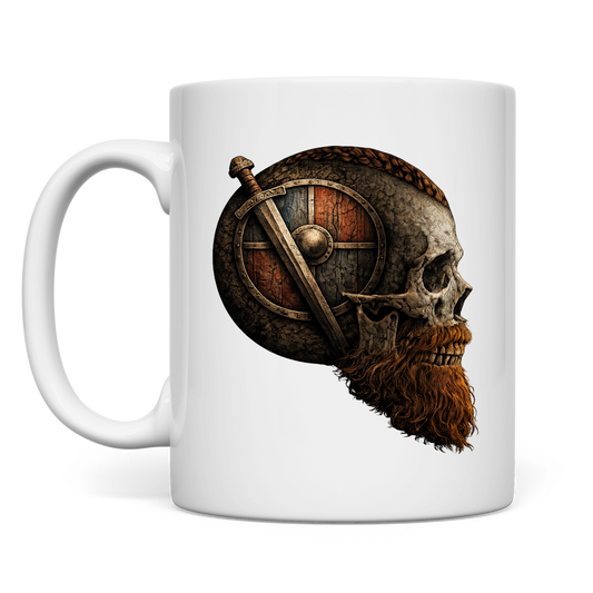 Tasse Vikinger-Schädel mit Schwert und Schild