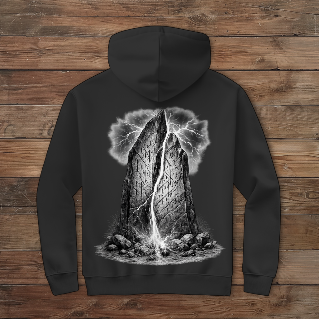 Herren Zipper Hoodie Blitzschlag trifft den Runenstein