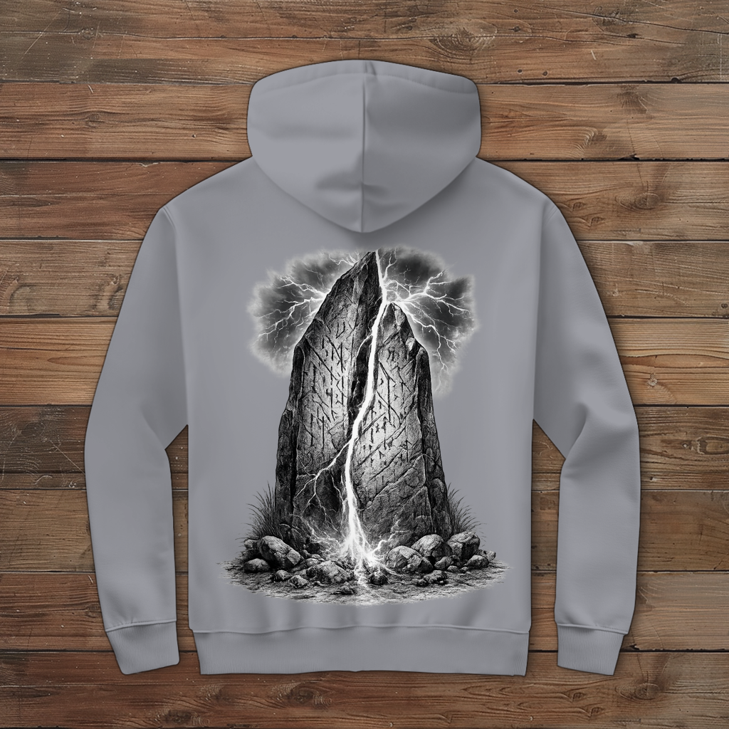 Herren Zipper Hoodie Blitzschlag trifft den Runenstein
