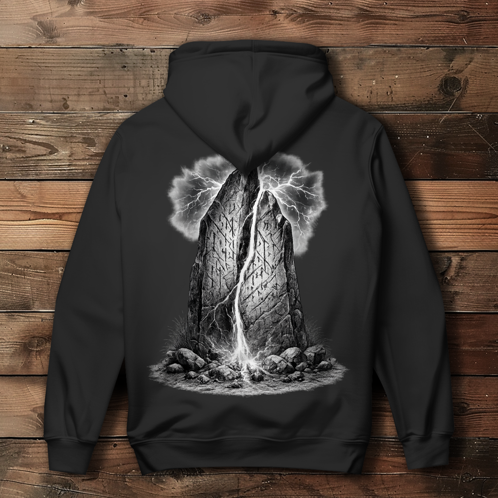 Damen Hoodie Blitzschlag trifft den Runenstein