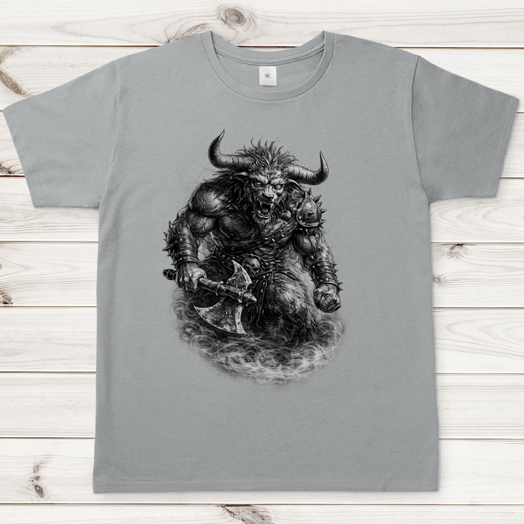 Herren T-Shirt Dämonischer Minotaurus mit Kampf-Axt