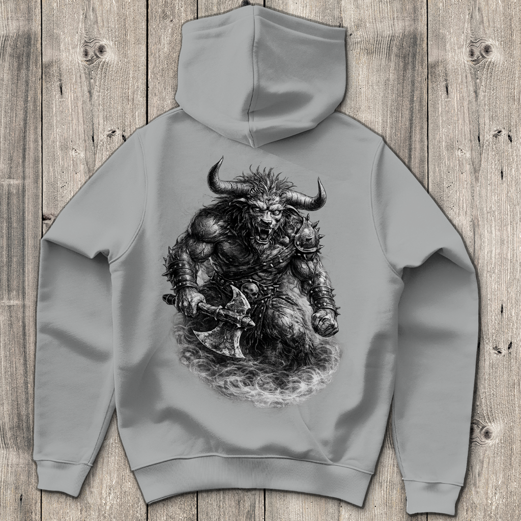 Herren Hoodie Dämonischer Minotaurus mit Kampf-Axt