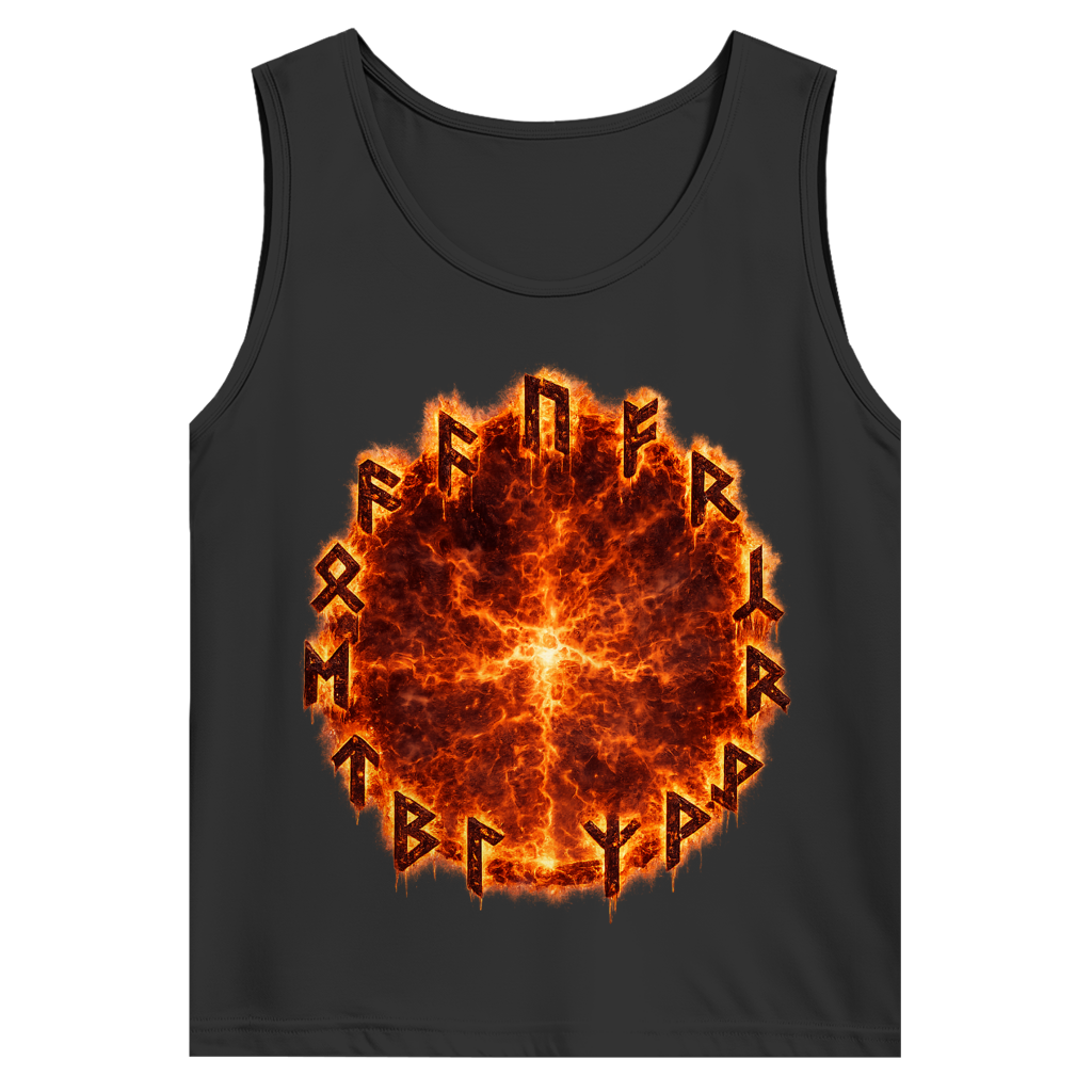 Herren Basic Tank Top Brennende Runen im Feuerring