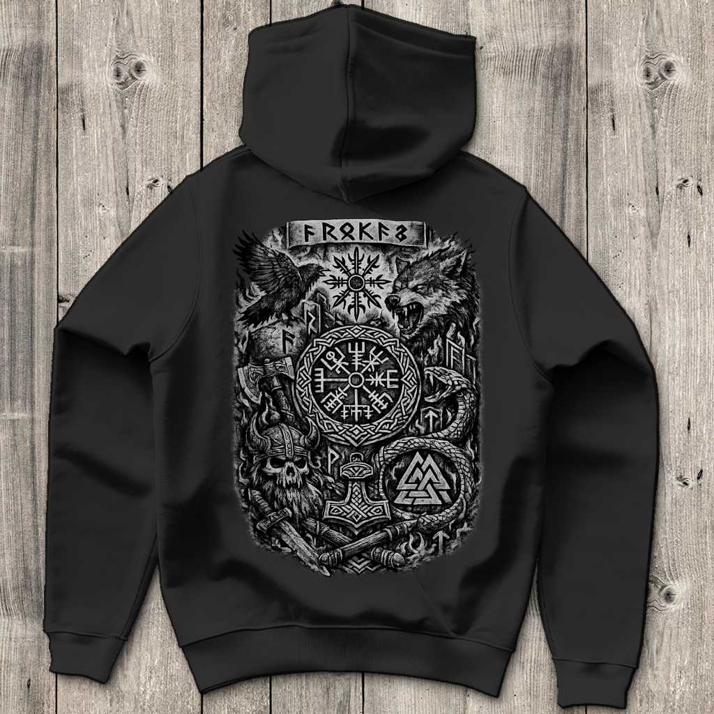 Herren Hoodie Norse Mythologie und Wikinger Symbole