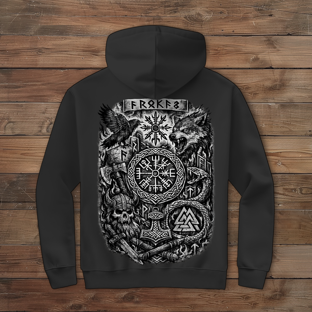 Herren Zipper Hoodie Norse Mythologie und Wikinger Symbole