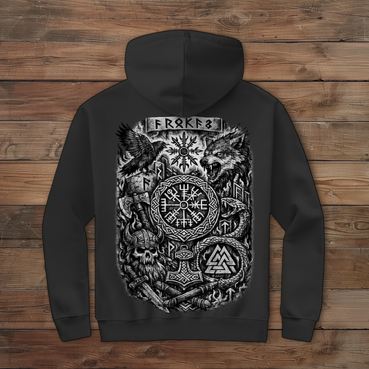 Herren Zipper Hoodie Norse Mythologie und Wikinger Symbole