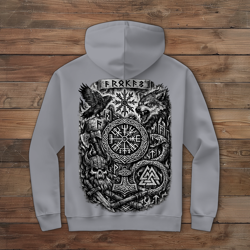 Herren Zipper Hoodie Norse Mythologie und Wikinger Symbole