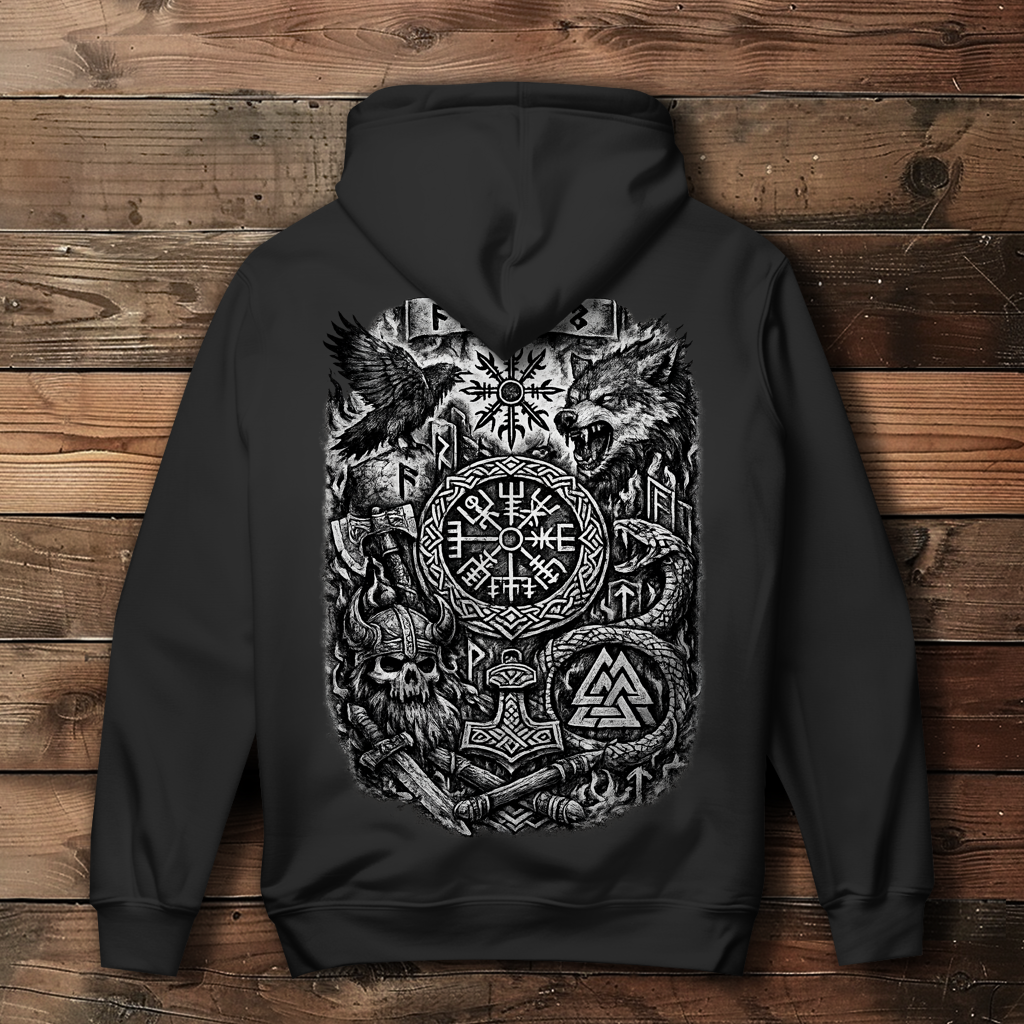Damen Hoodie Norse Mythologie und Wikinger Symbole