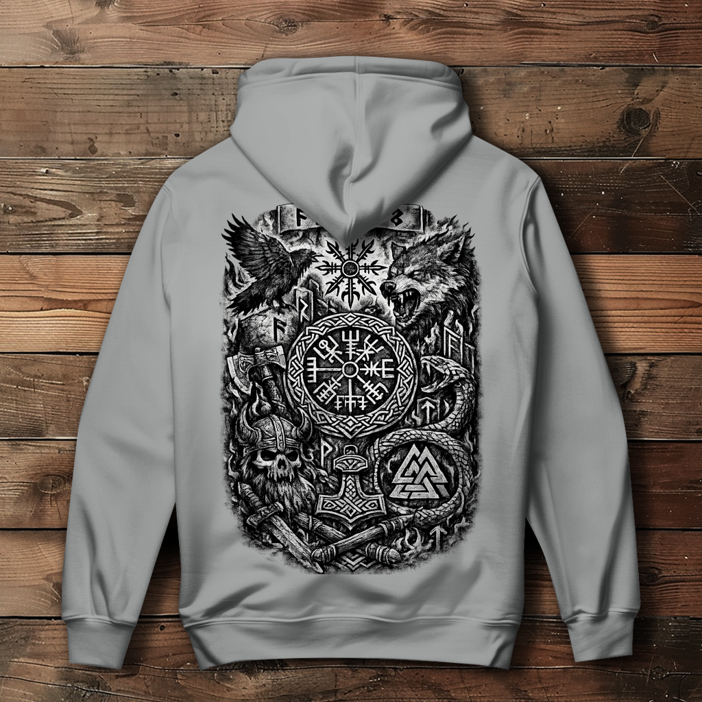 Damen Hoodie Norse Mythologie und Wikinger Symbole