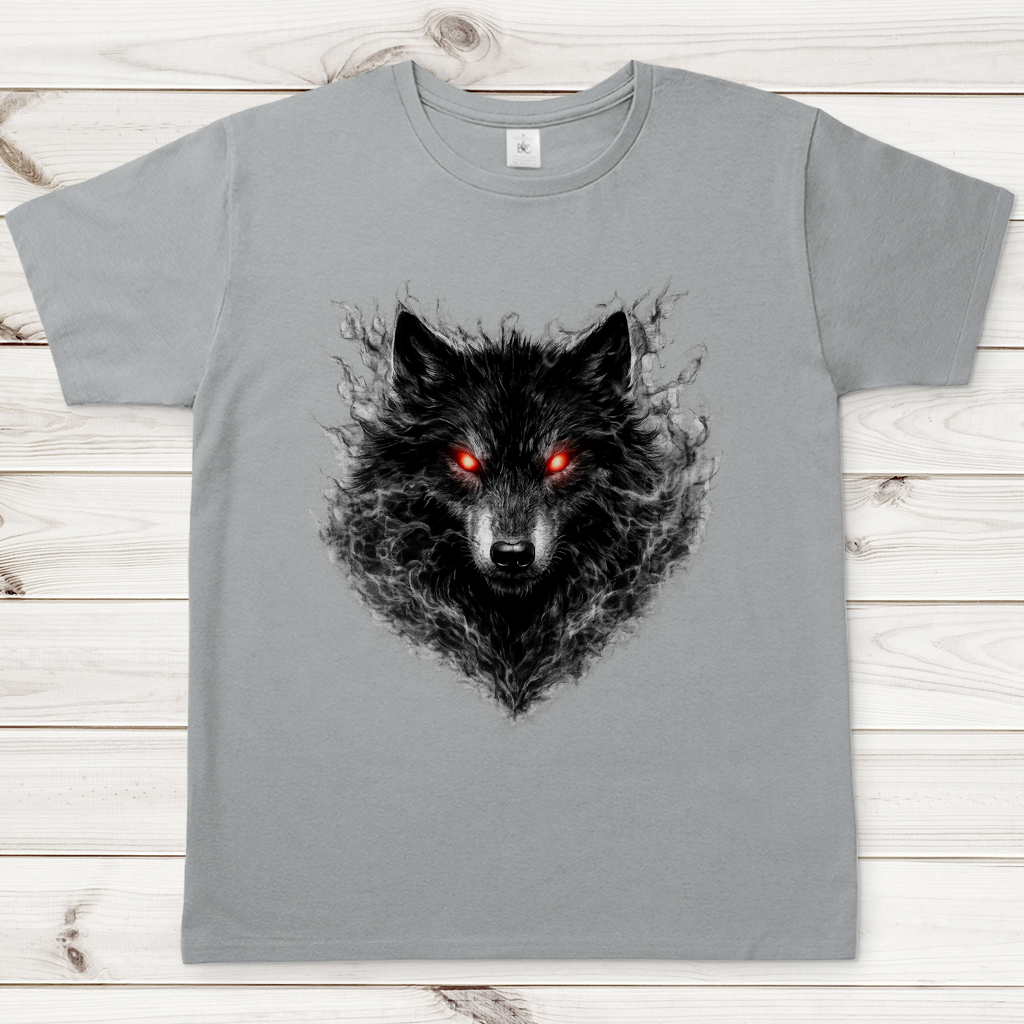 Herren T-Shirt Dämonischer Wolf im Nebel