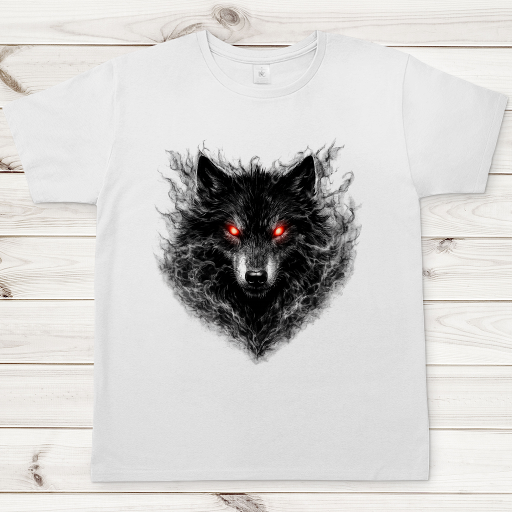 Herren T-Shirt Dämonischer Wolf im Nebel