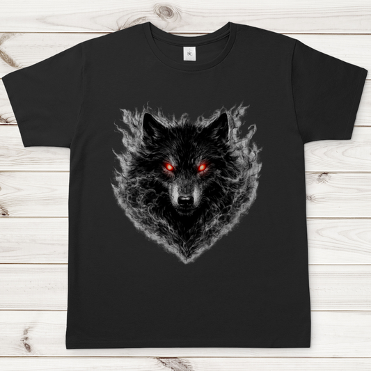 Herren T-Shirt Dämonischer Wolf im Nebel