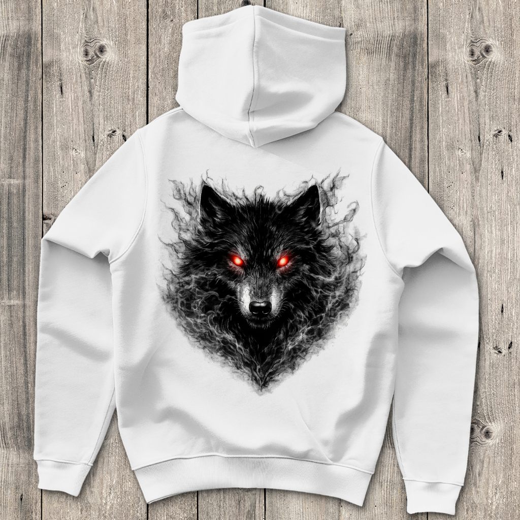 Herren Hoodie Dämonischer Wolf im Nebel
