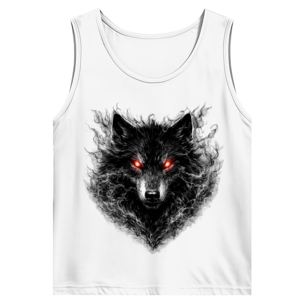 Herren Basic Tank Top Dämonischer Wolf im Nebel