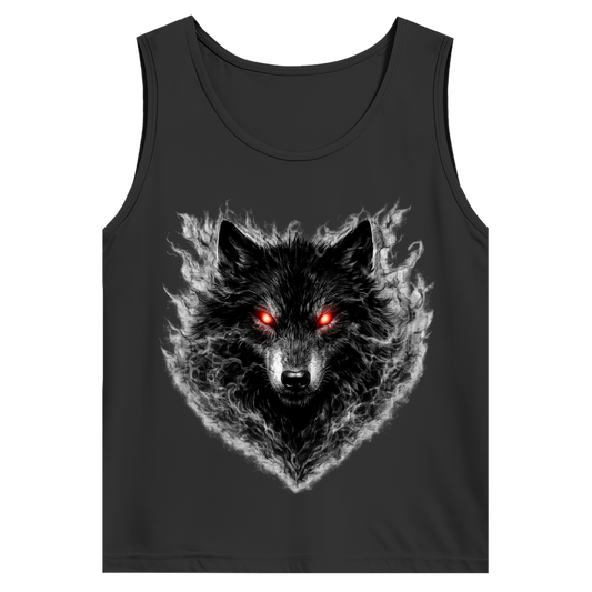 Herren Basic Tank Top Dämonischer Wolf im Nebel