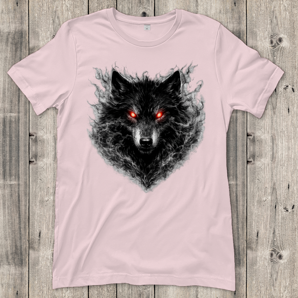Damen T-Shirt Dämonischer Wolf im Nebel