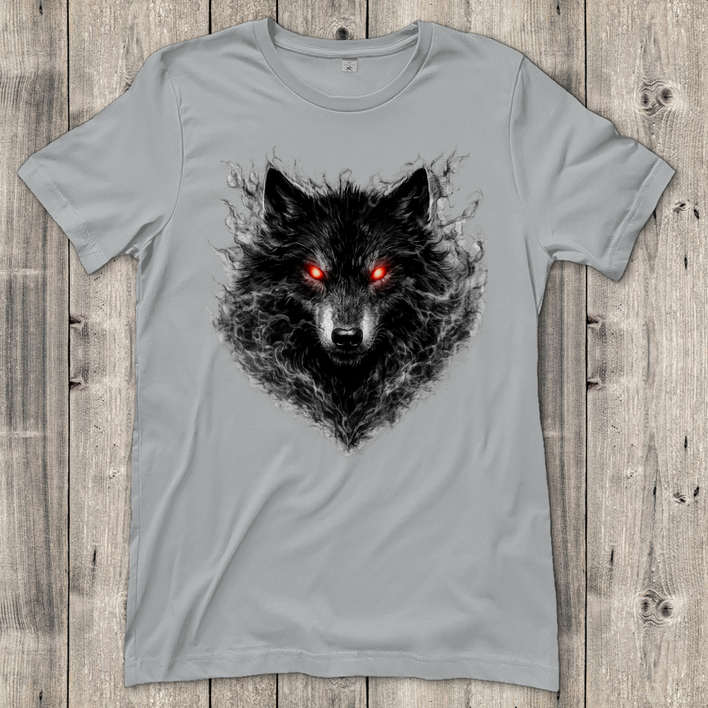 Damen T-Shirt Dämonischer Wolf im Nebel