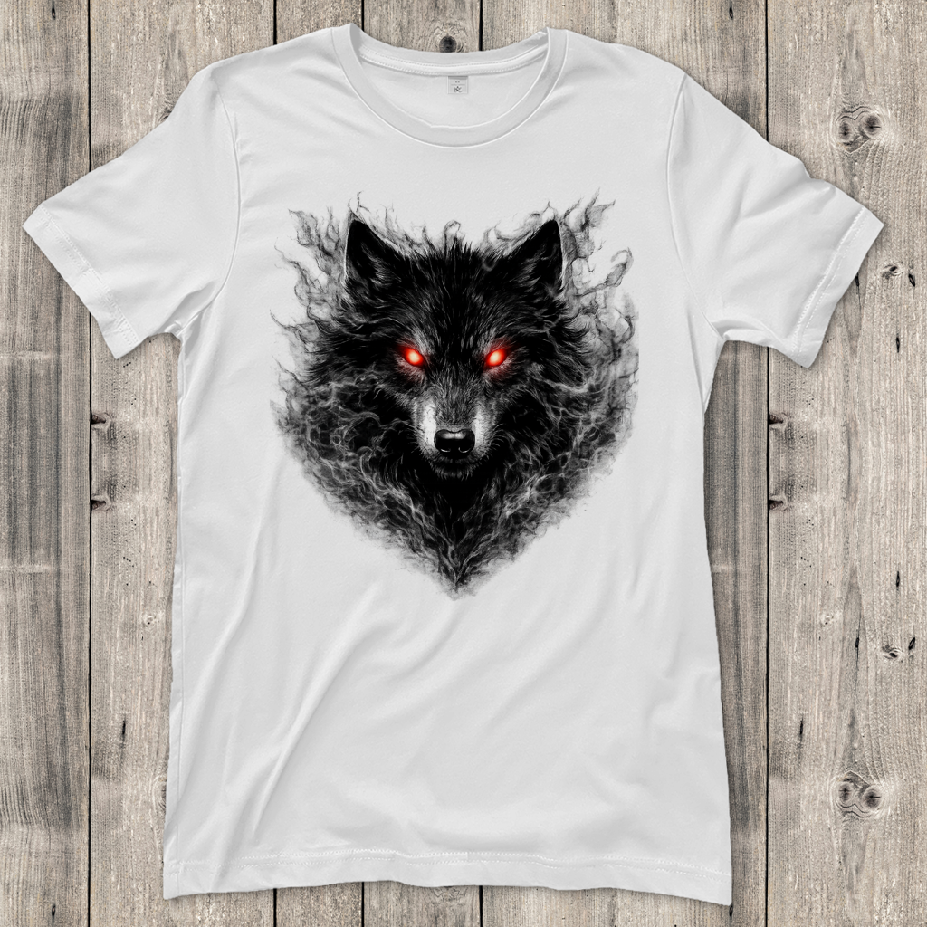 Damen T-Shirt Dämonischer Wolf im Nebel