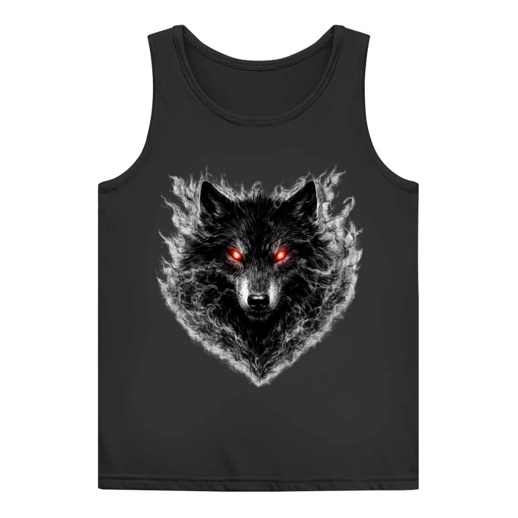 Damen Basic Tank Top Dämonischer Wolf im Nebel
