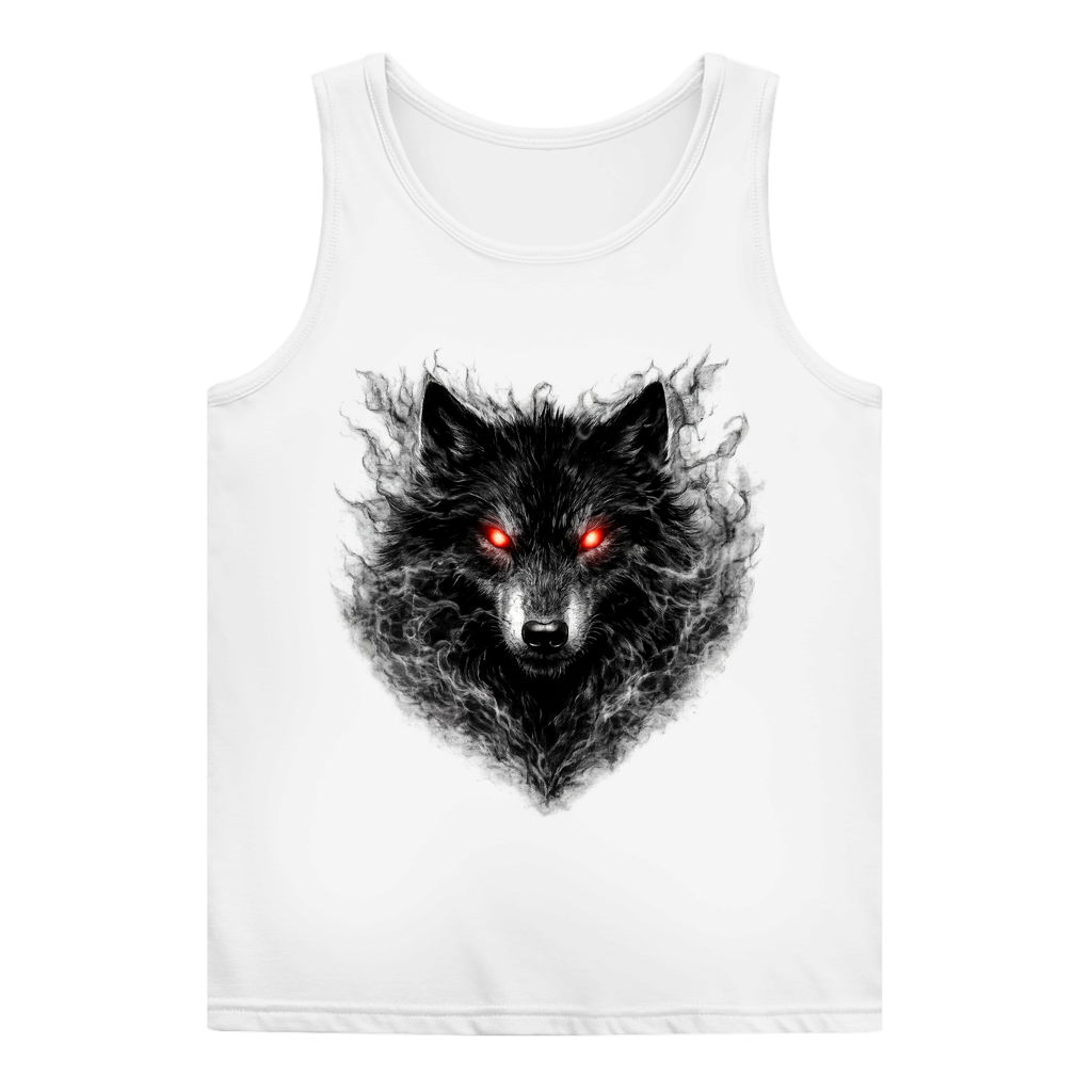 Damen Basic Tank Top Dämonischer Wolf im Nebel