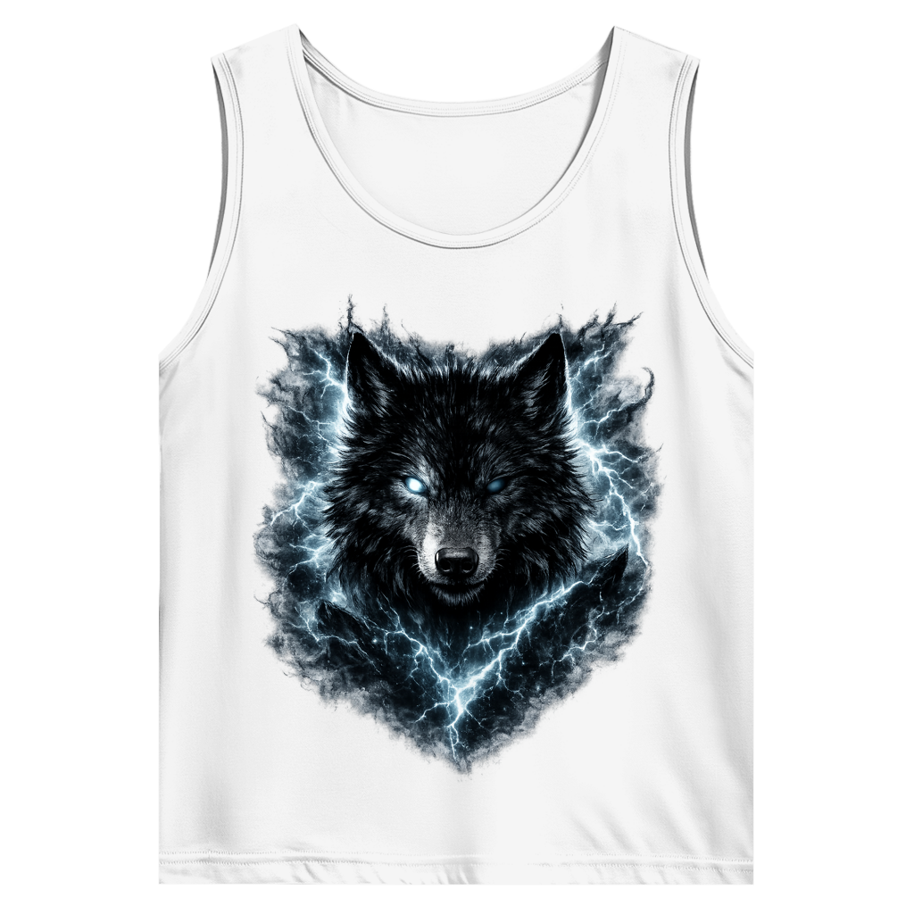 Herren Basic Tank Top Finsterer Wolf im Blitzsturm