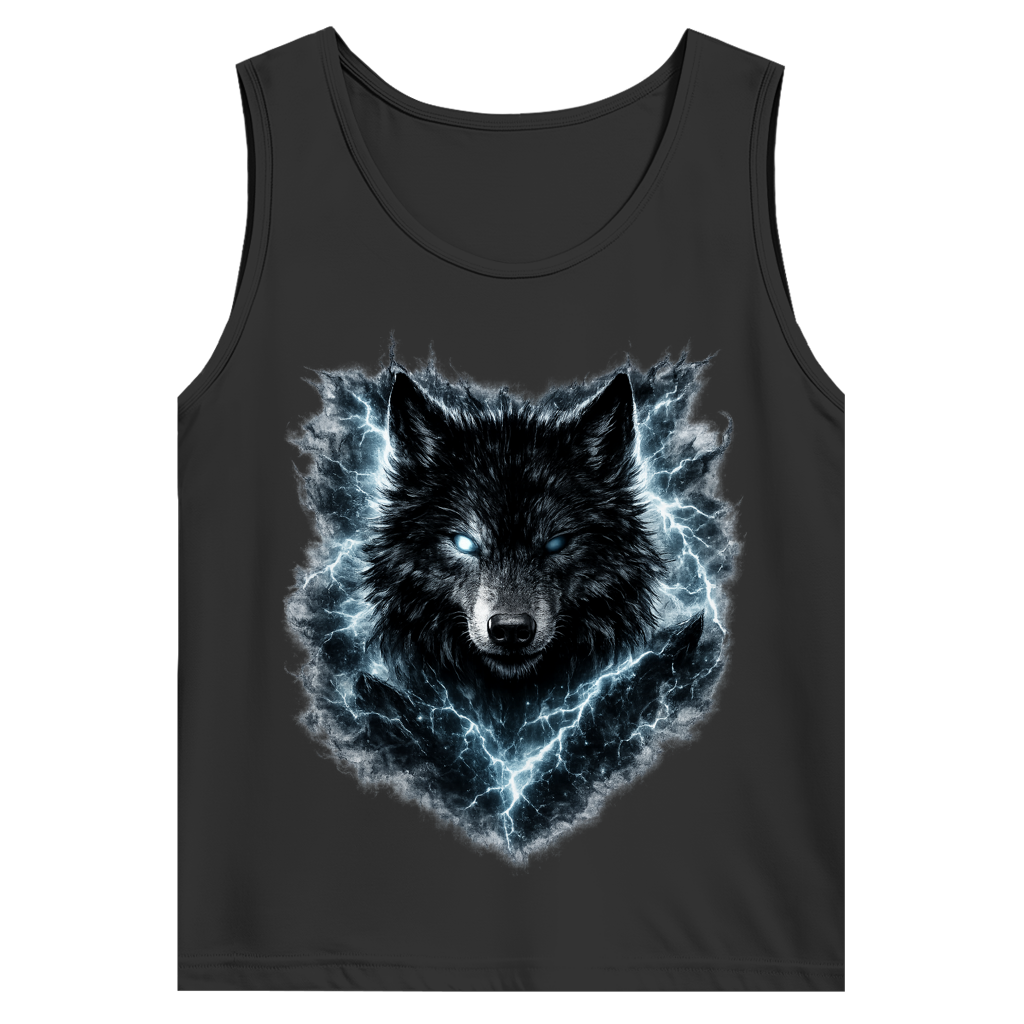 Herren Basic Tank Top Finsterer Wolf im Blitzsturm