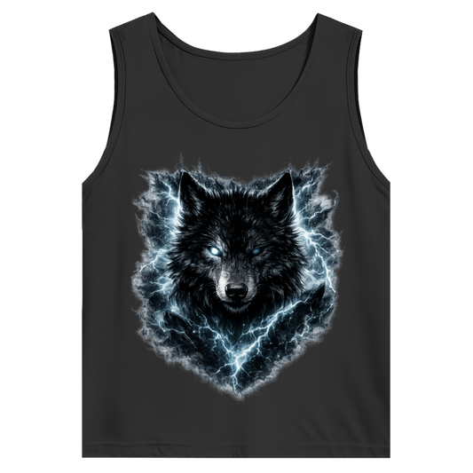 Herren Basic Tank Top Finsterer Wolf im Blitzsturm