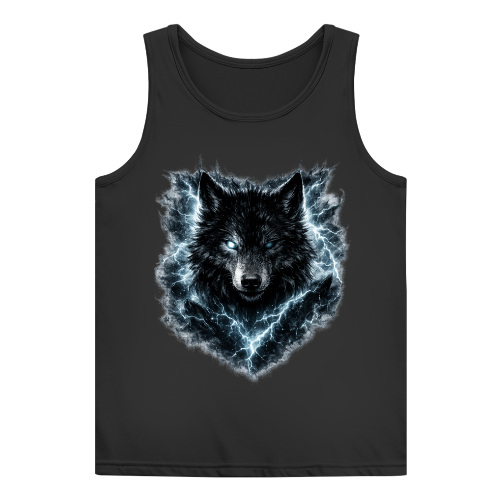 Damen Basic Tank Top Finsterer Wolf im Blitzsturm