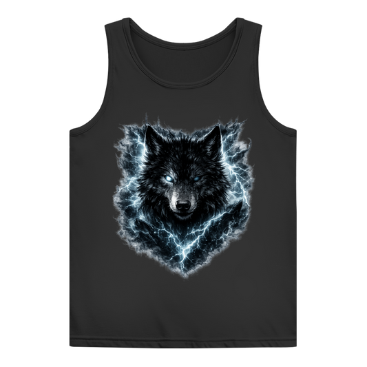 Damen Basic Tank Top Finsterer Wolf im Blitzsturm