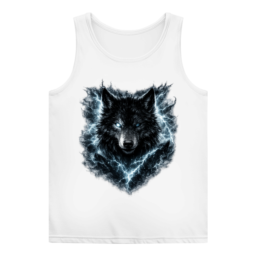 Damen Basic Tank Top Finsterer Wolf im Blitzsturm